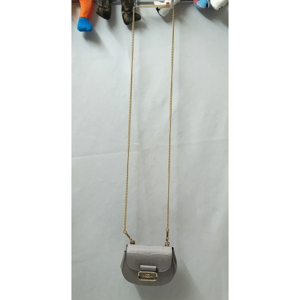 Coach Morgan Gray Brich Leather Card Holing Chain Crossbody Bag - NWT $248
